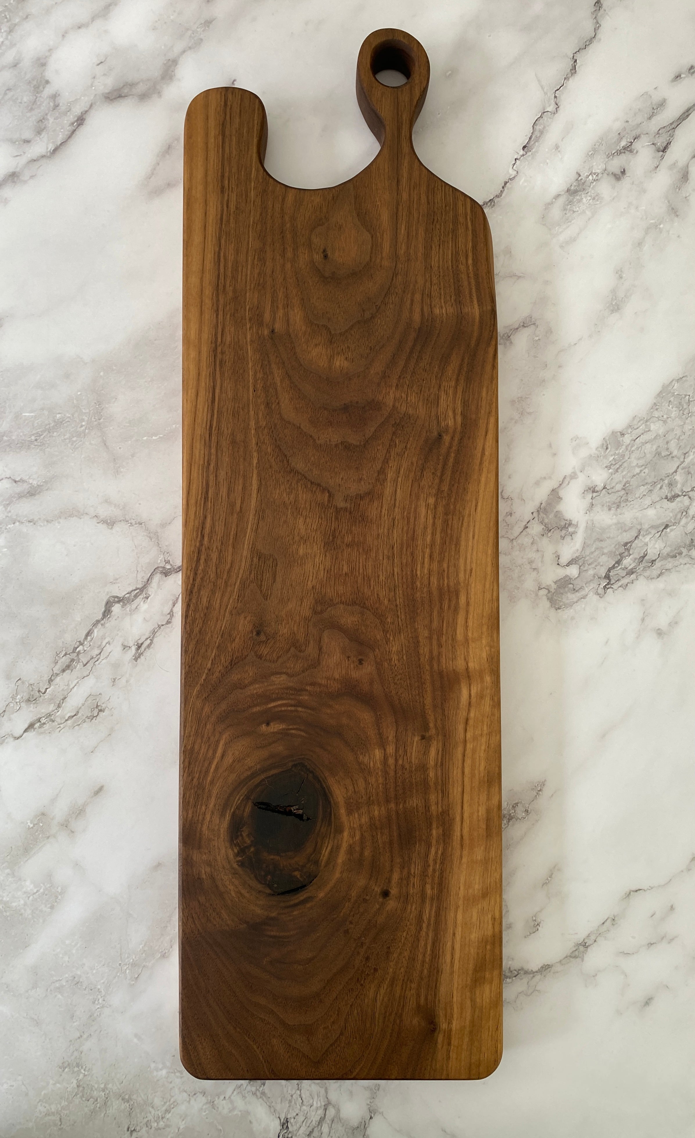 Black walnut serving board fashion with rustic handles