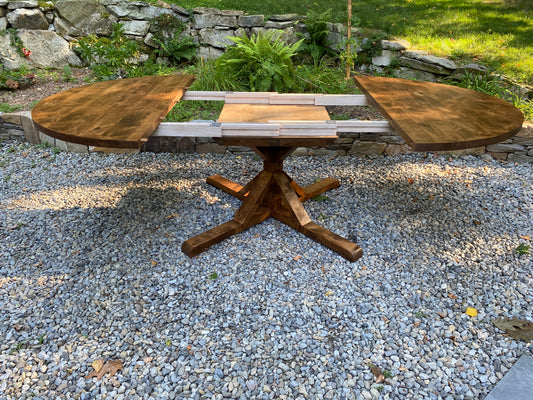 WayWayanda Round to Oval X Pedestal EXTENSION Table