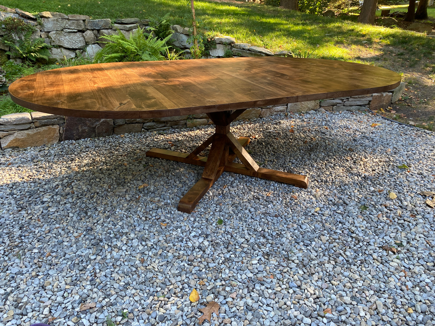 WayWayanda Round to Oval  X Pedestal EXTENSION Table