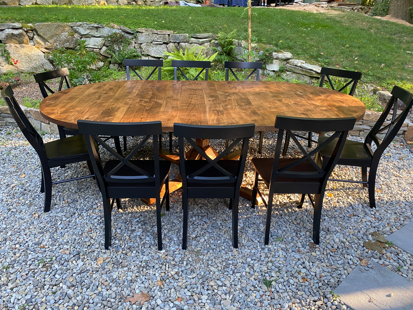 WayWayanda Round to Oval  X Pedestal EXTENSION Table