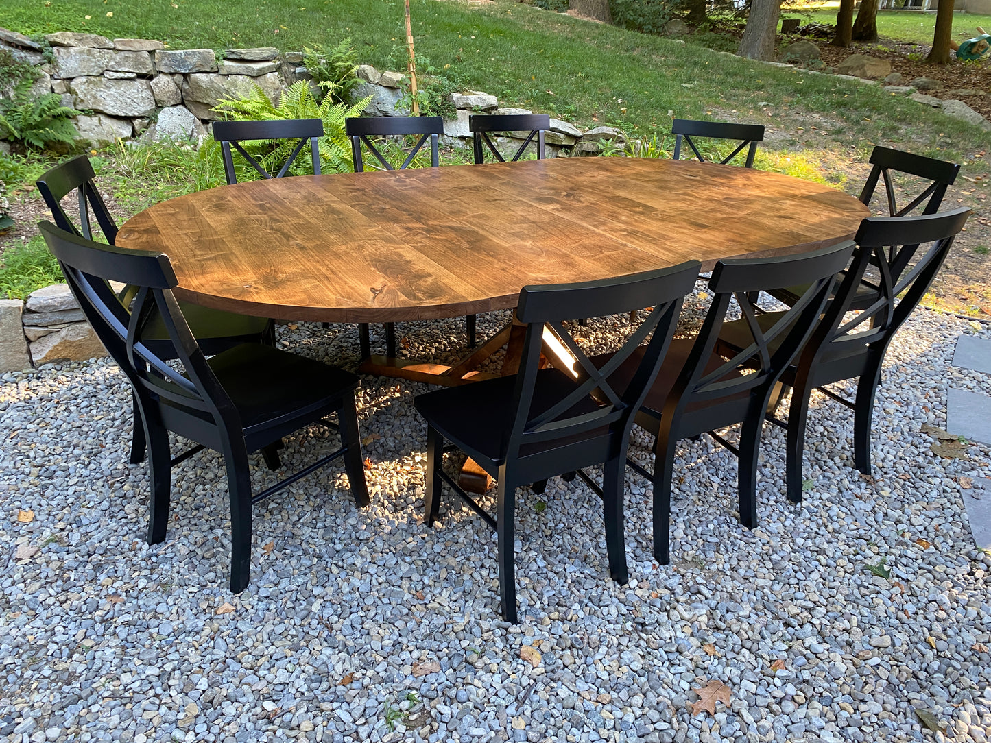 WayWayanda Round to Oval  X Pedestal EXTENSION Table
