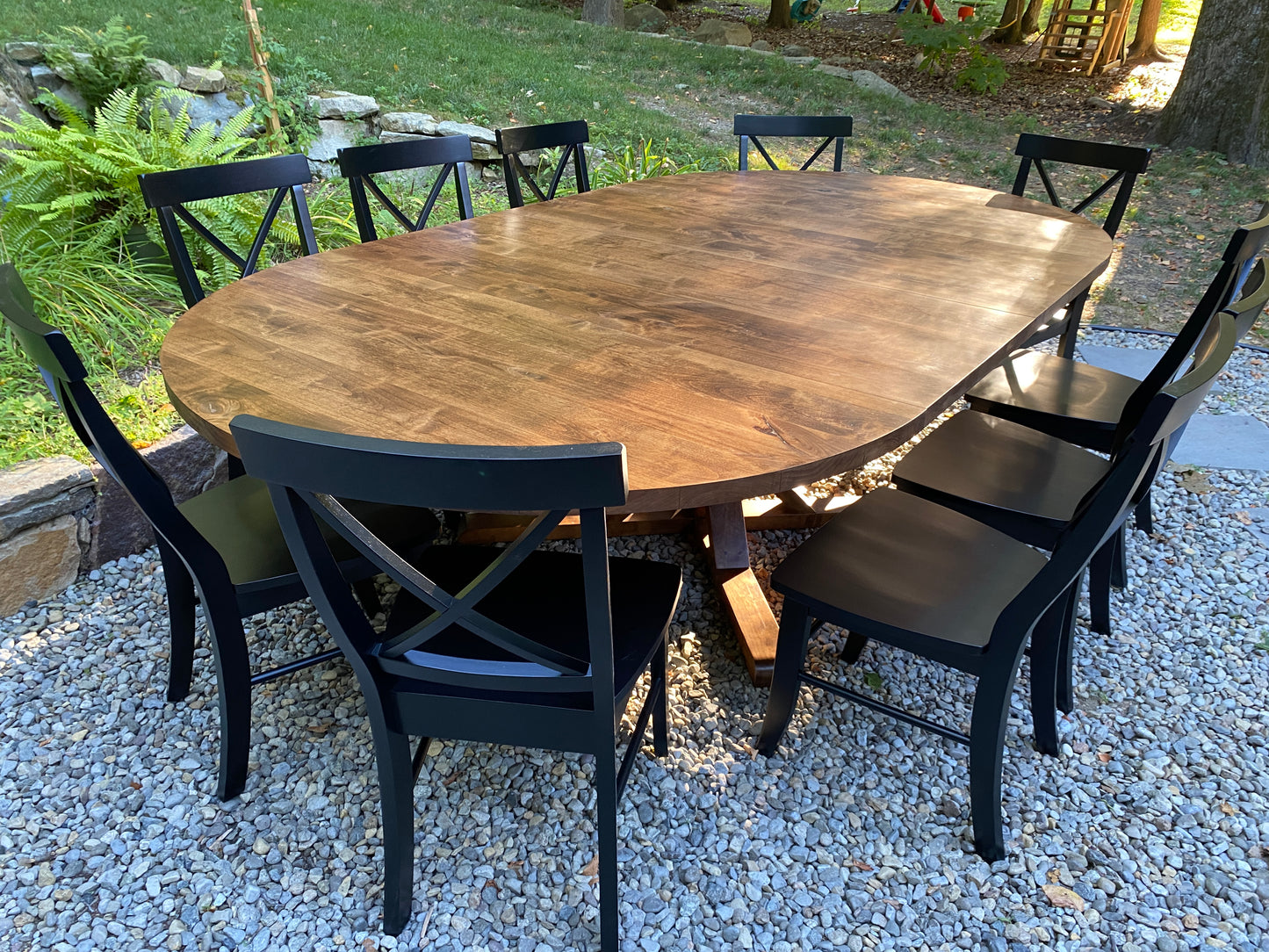 WayWayanda Round to Oval  X Pedestal EXTENSION Table