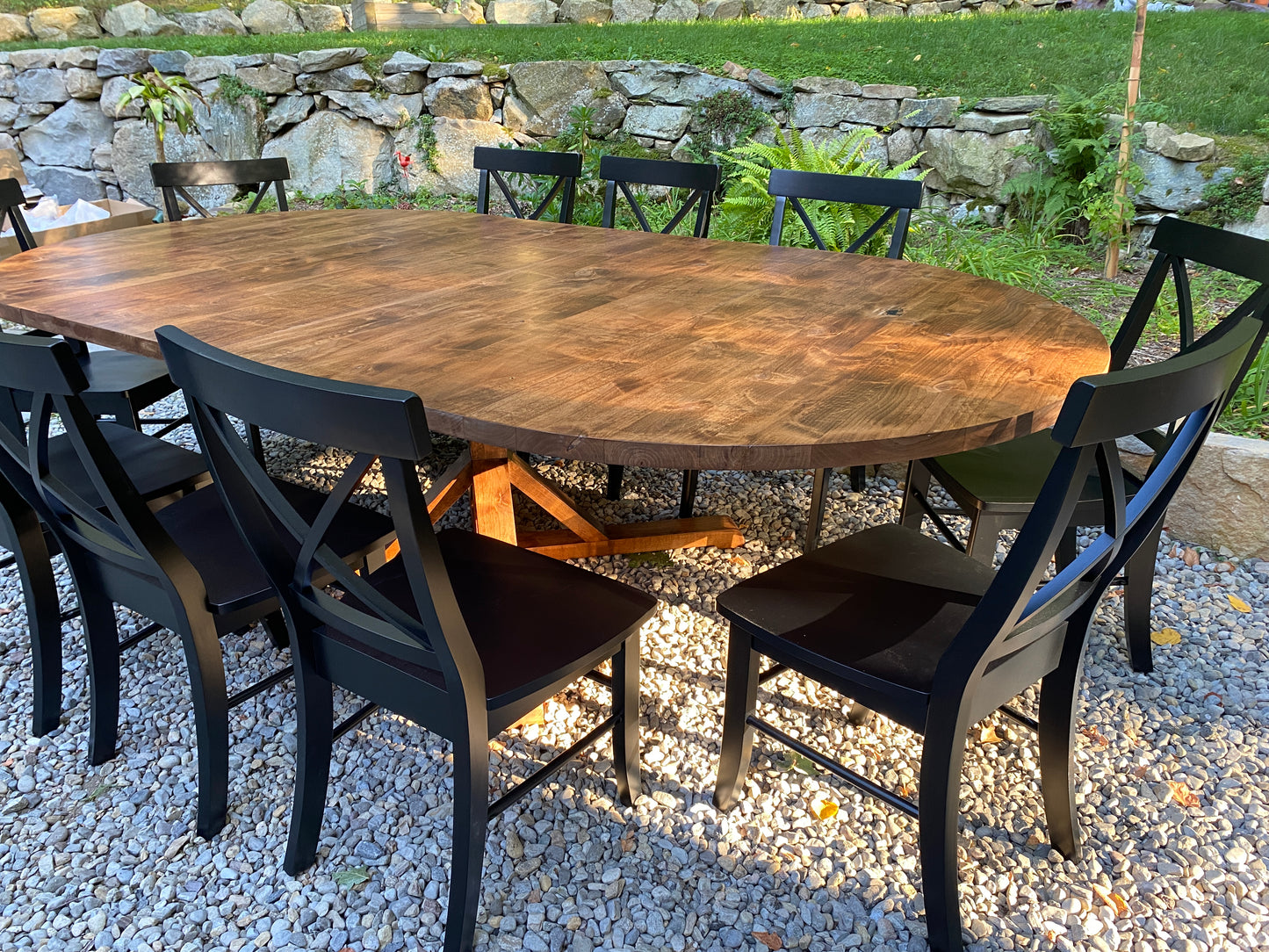 WayWayanda Round to Oval  X Pedestal EXTENSION Table