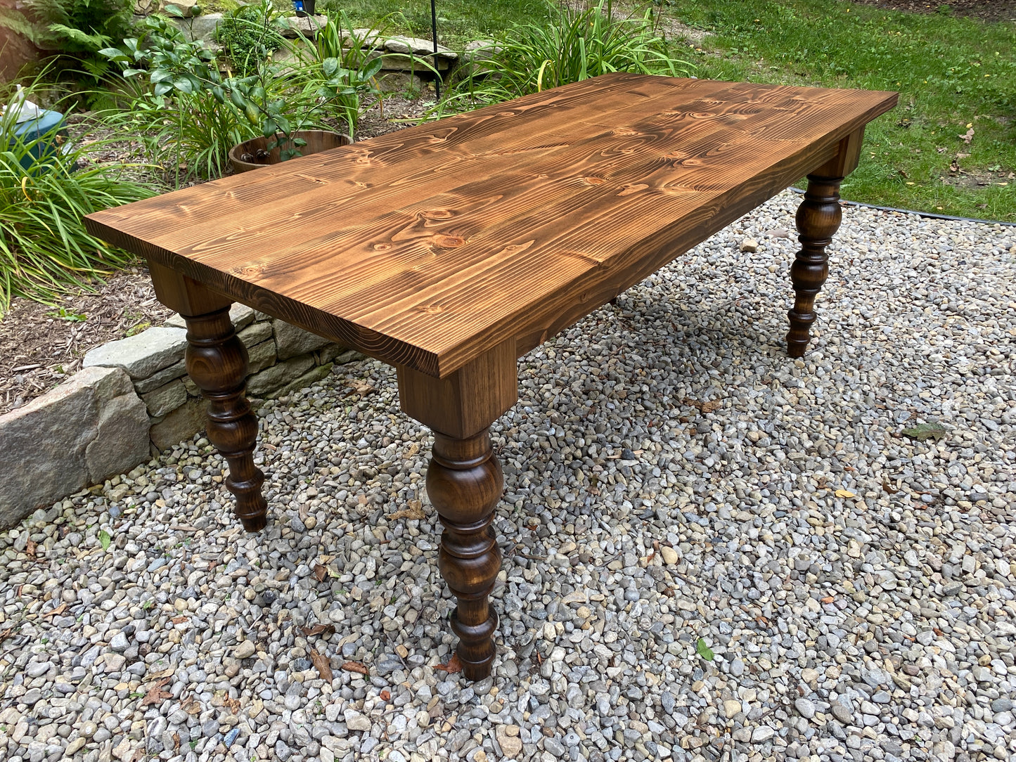 Custom Order: Kristine B. Warwick: Soft Wood Modern Turned Leg Table