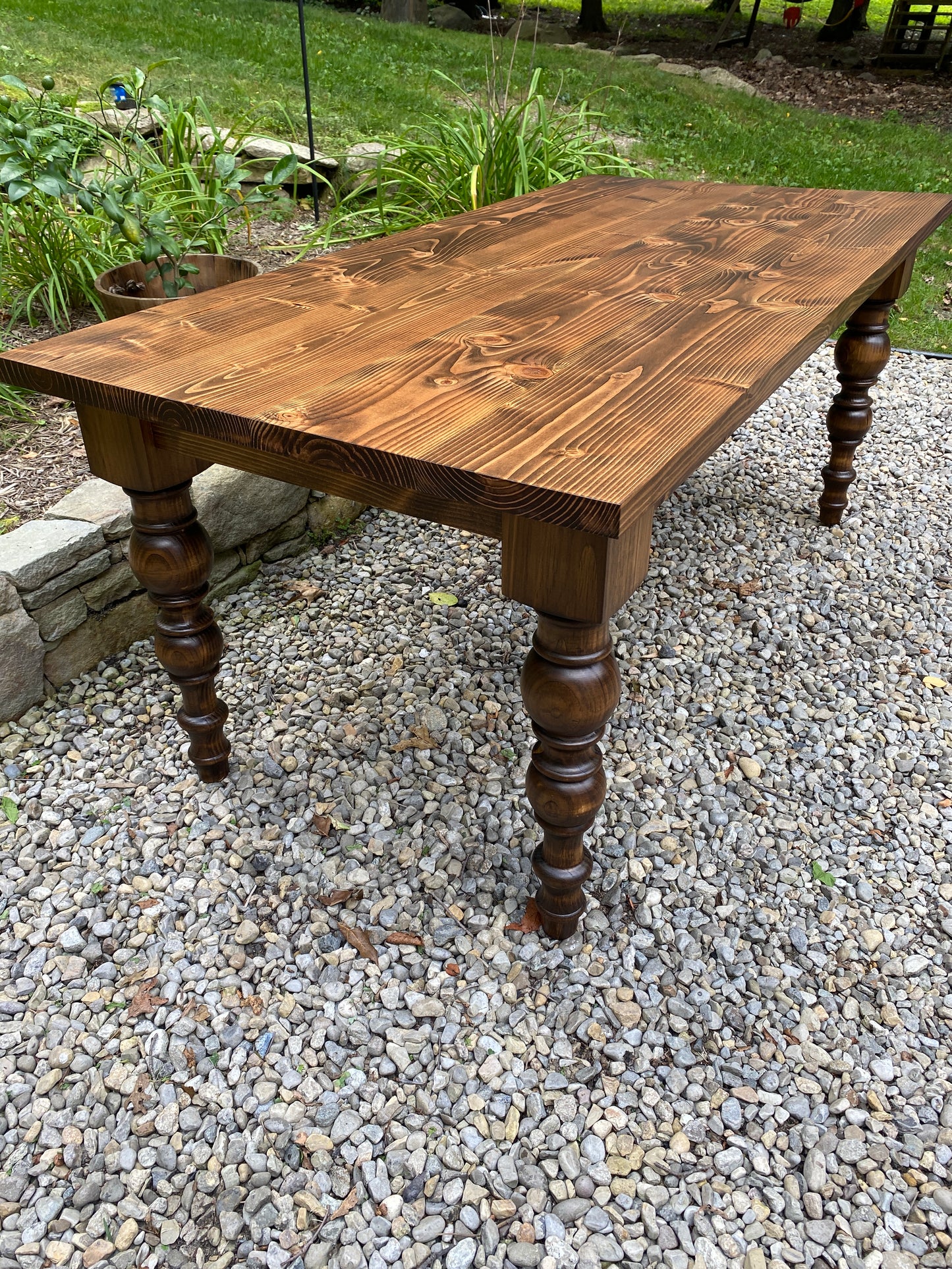 Modern turned leg table {Soft Wood}