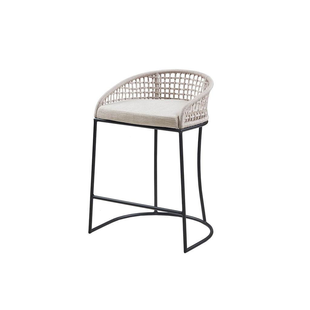 Rope Woven Low Back Counter Stool